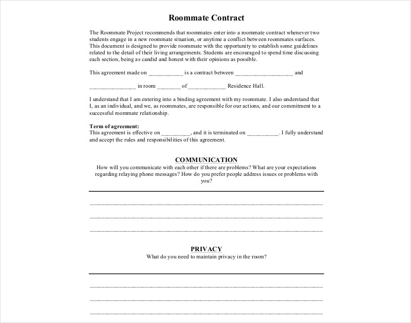 Roommate Project Contract