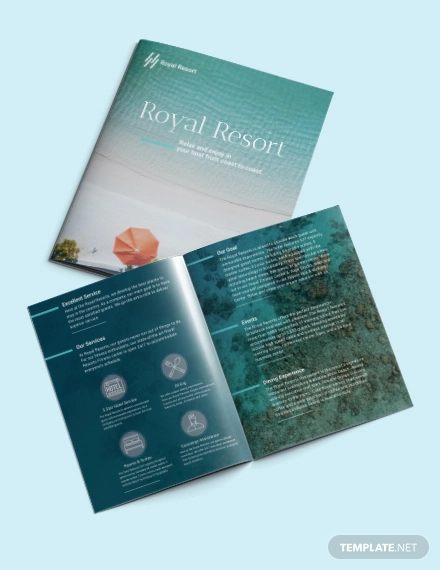 royal resort bi fold brochure template
