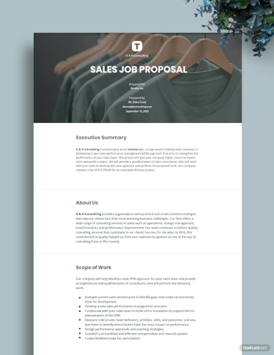 sales job proposal template