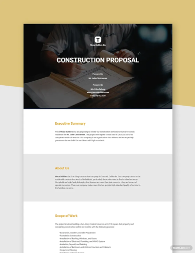 Sample Construction Proposal Template