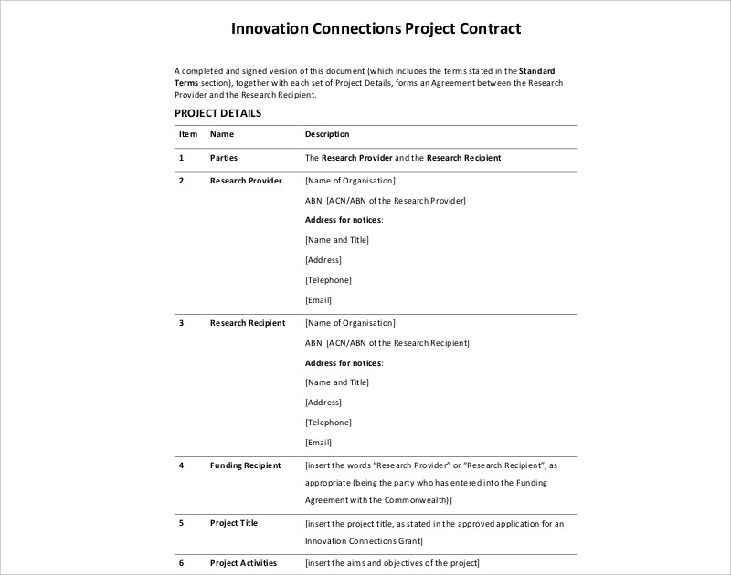 sample project contract