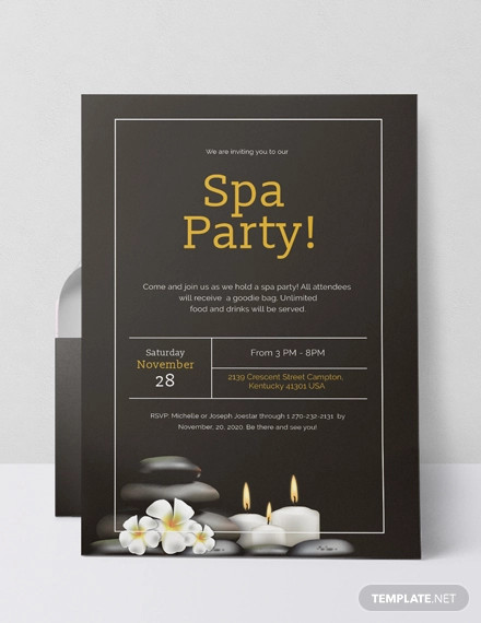 spa party invitation example