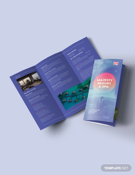 spa resort tri fold brochure template