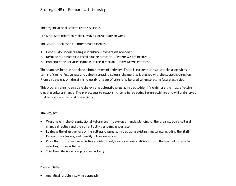 strategic hr or internship project proposal