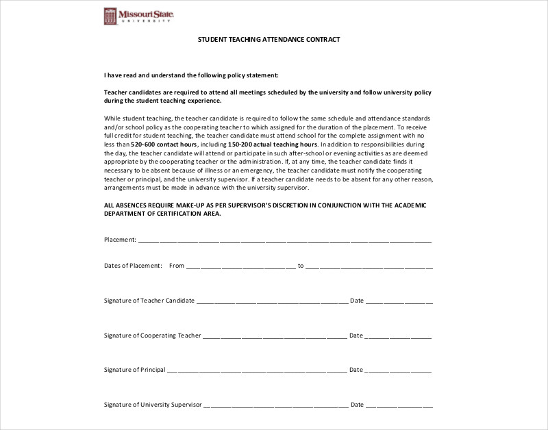 Student Teaching Attendance Contract2