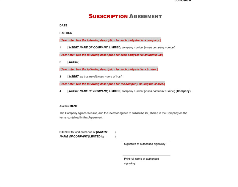 22 Subscription Agreement Examples Examples 22 Subscription Agreement Examples Examples