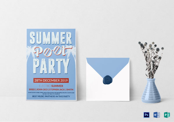 summer pool party invitation template