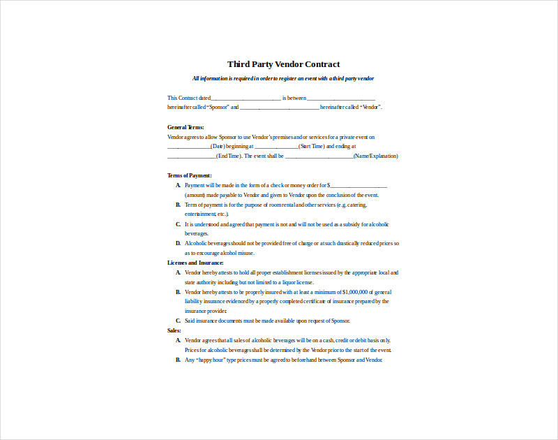Vendor Contract 12  Examples Format How to Make Pdf
