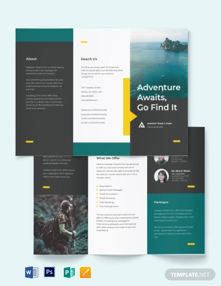 travel tour tri fold brochure template