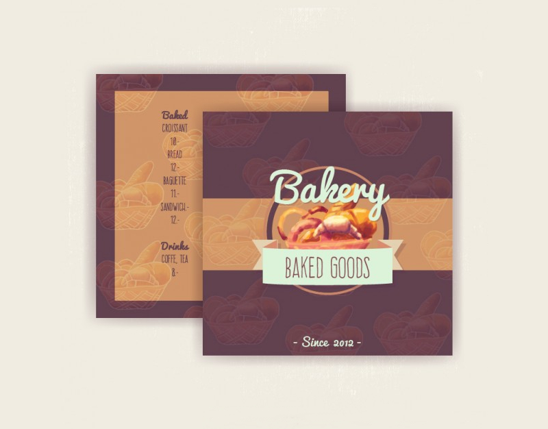 Watercolor Bakery Menu