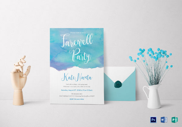 watercolor farewell party invitation template