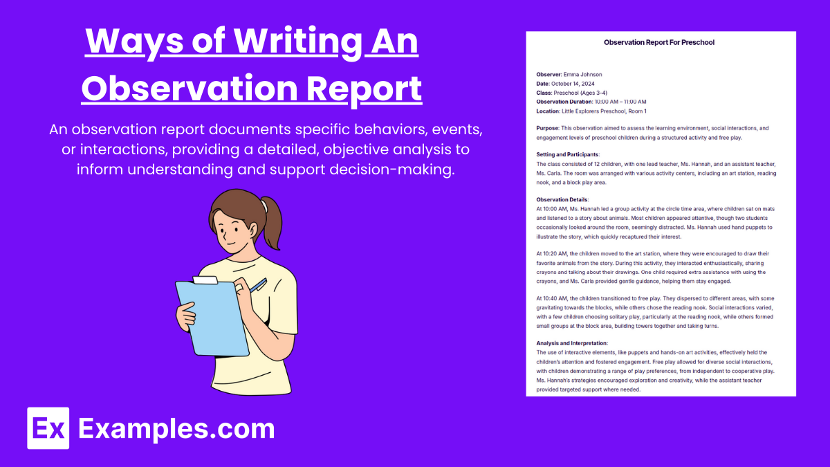 Ways of Writing An Observation Report