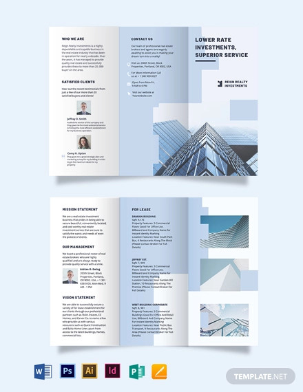 wholesales real estate investment tri fold brochure template