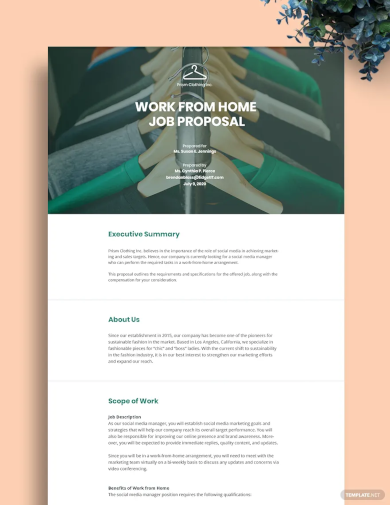 work from home job proposal template