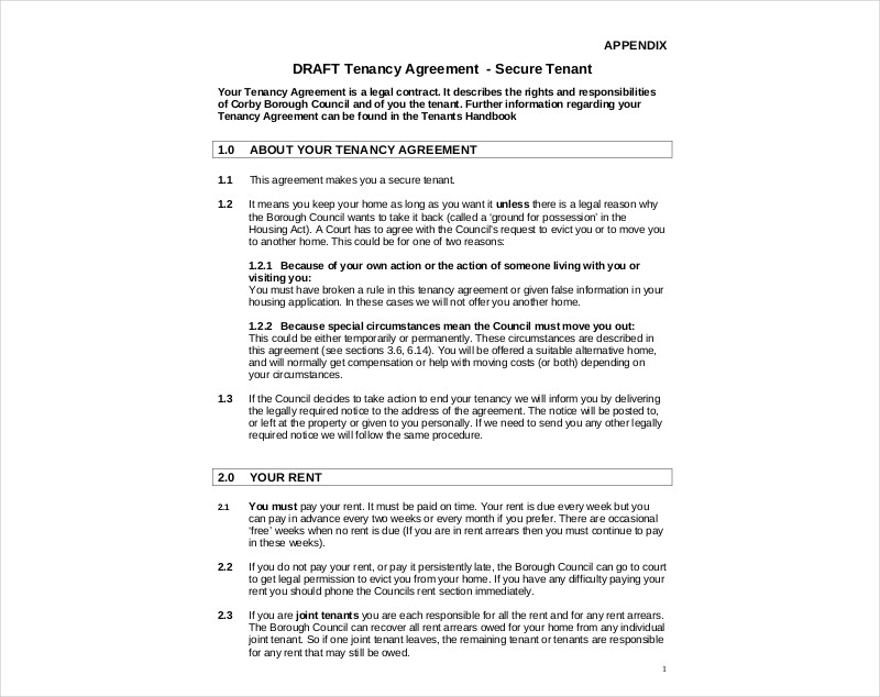 draft tenancy agreement