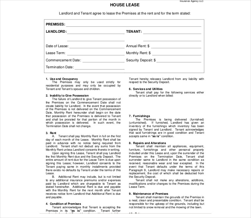 house lease contract