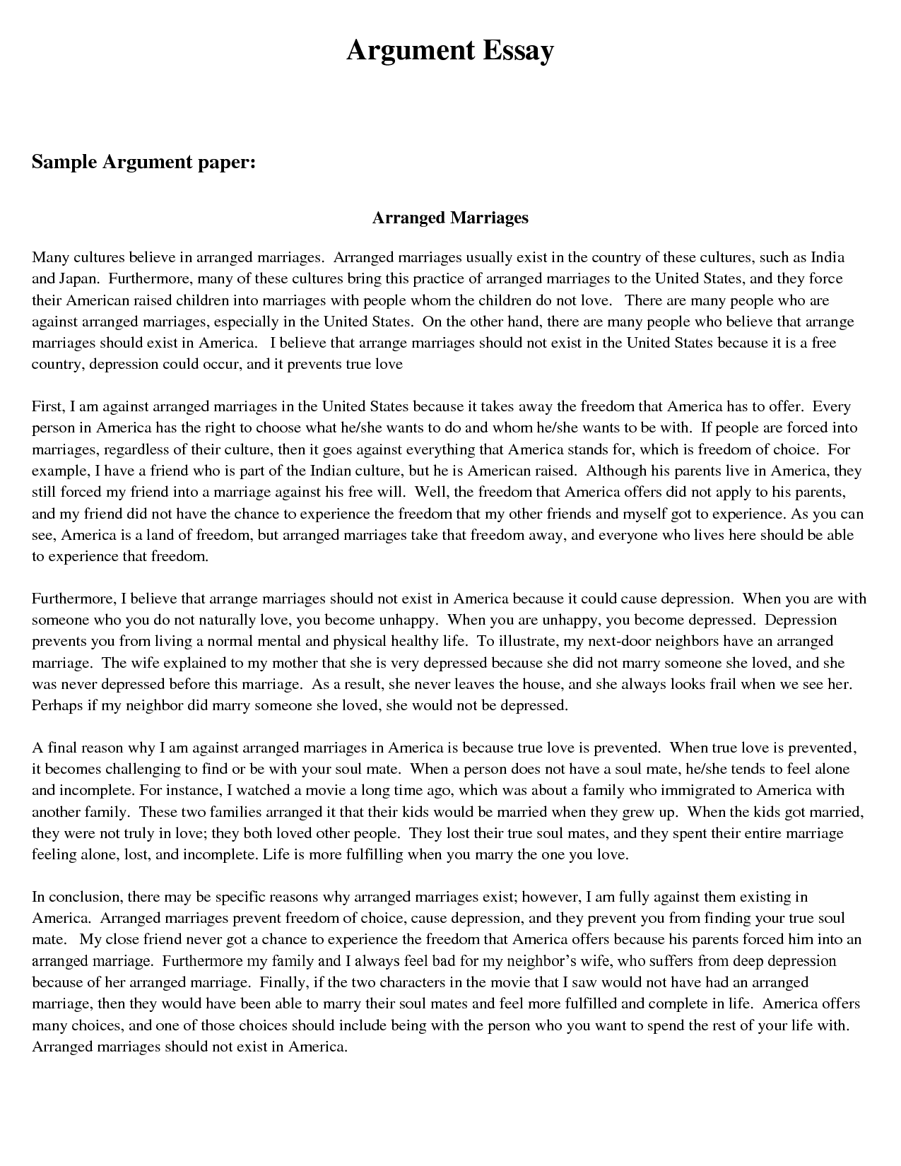 argumentative essay layout