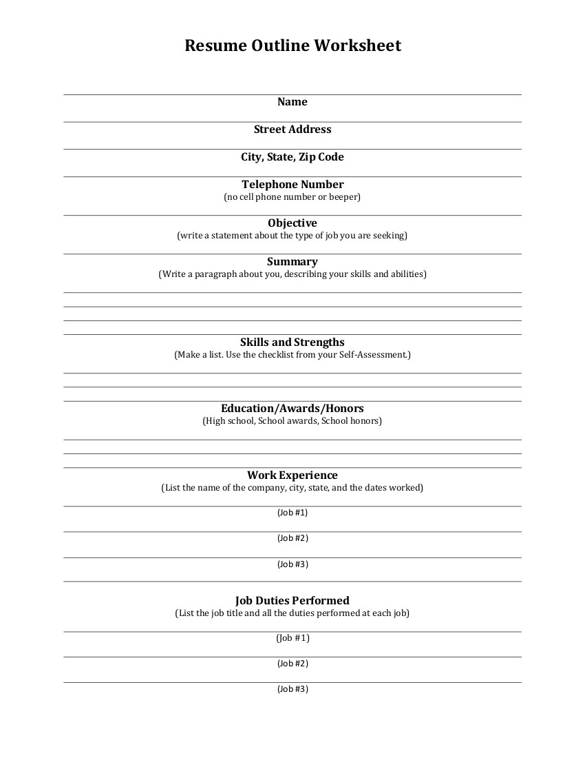Resume Outline - Guidelines & Examples  Examples