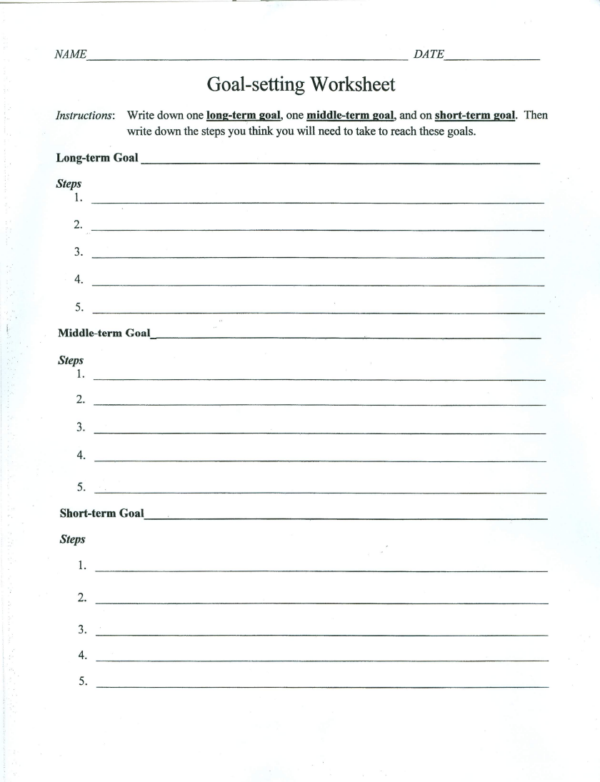 15 Goal Setting Worksheets Pdf Word Pages