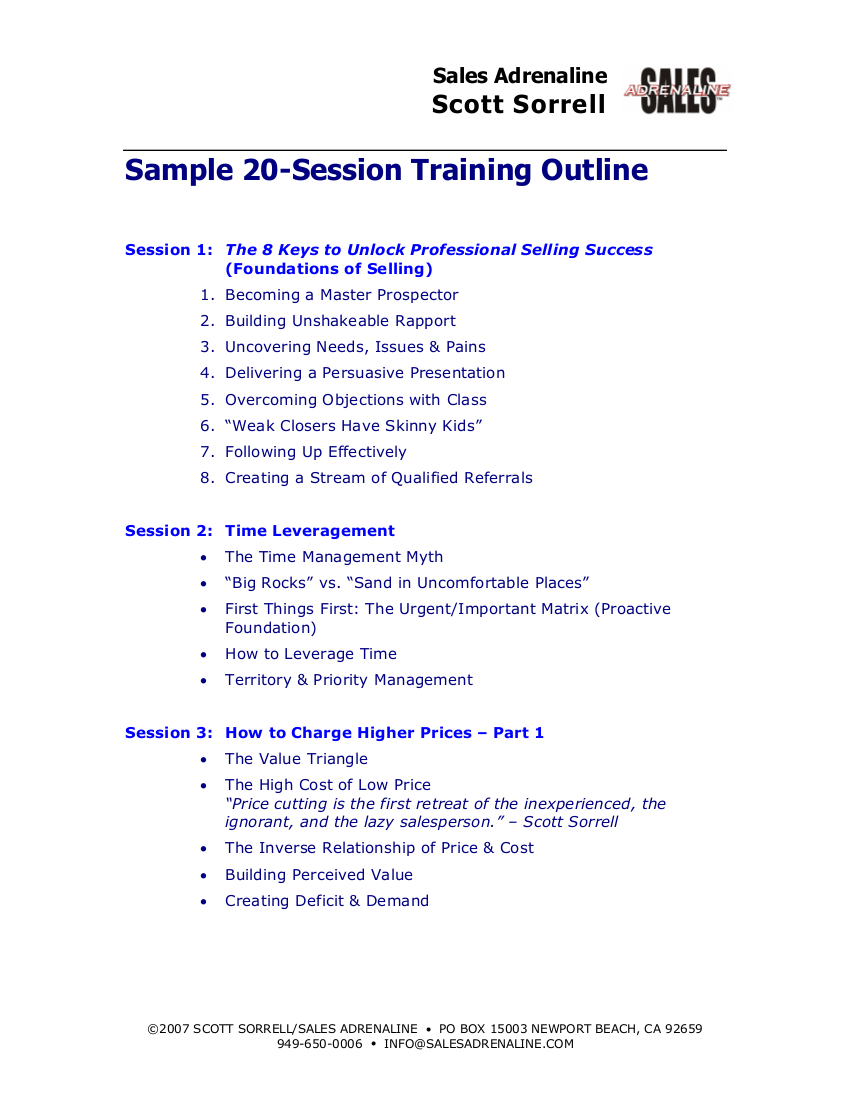 Training Outline Examples - 9+ PDF | Examples