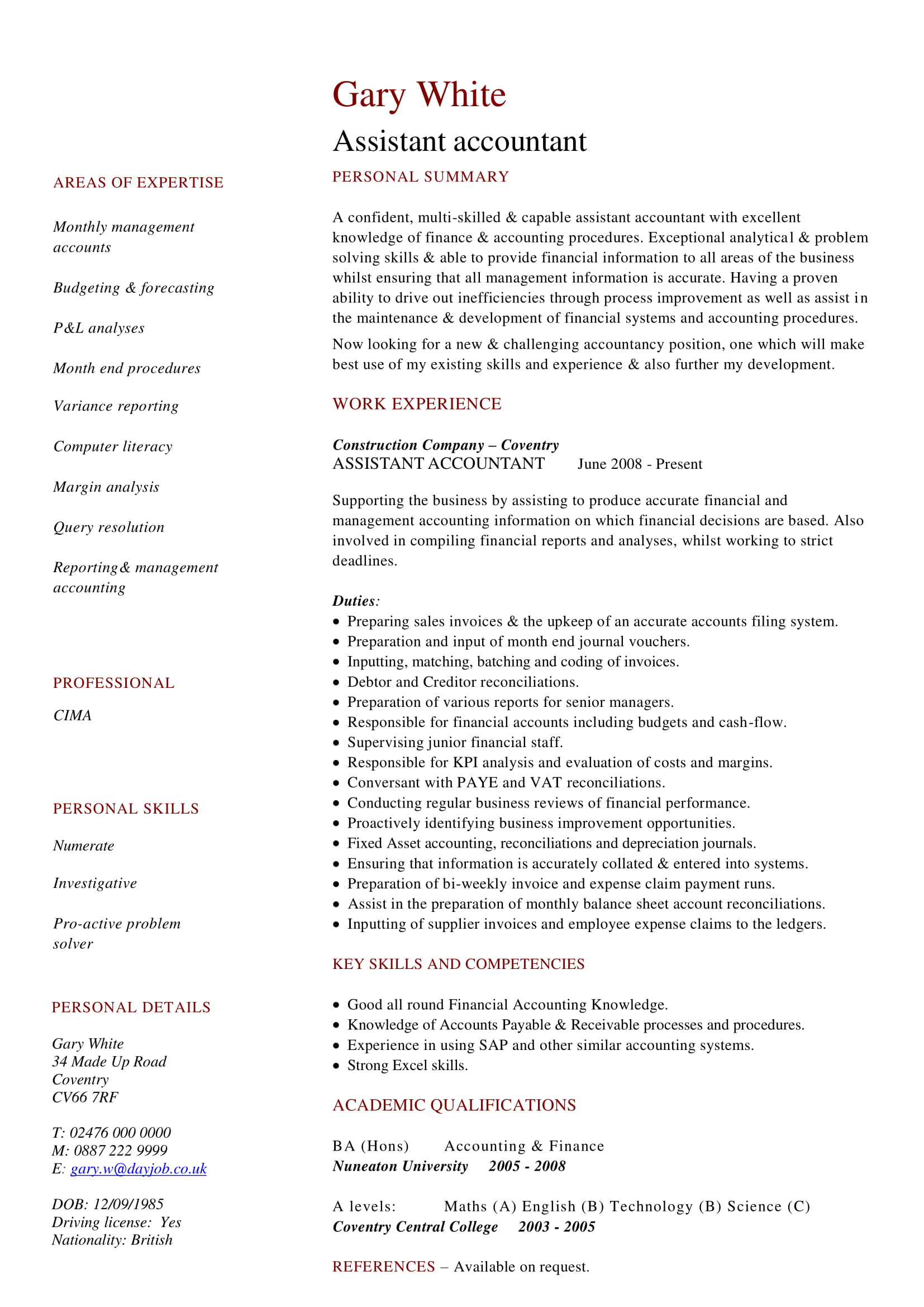 career summary personal statement