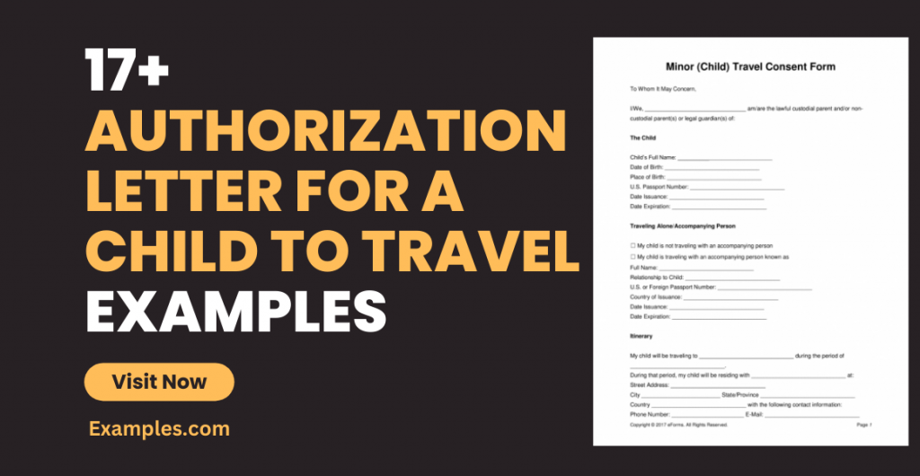Authorization Letter for a Child to Travel Examples