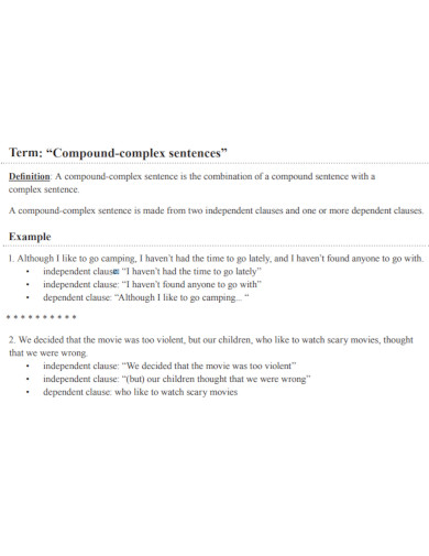 complex sentences term