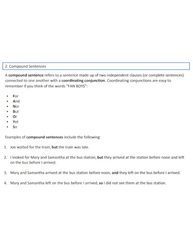 Compound Sentences Template