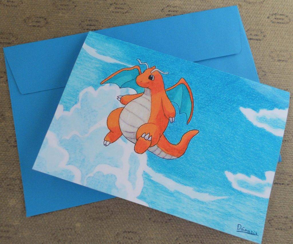 dragonite pokémon greeting card