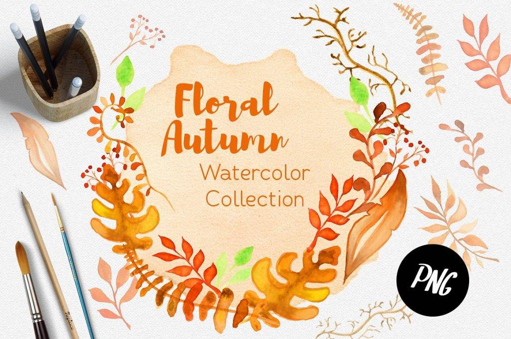 fall watercolor clipart autumn