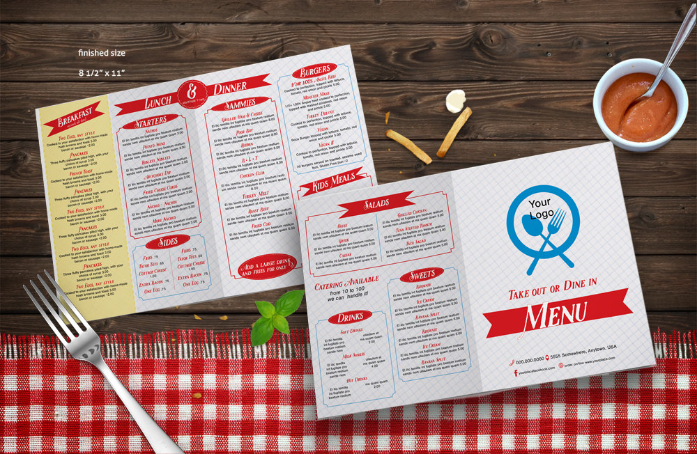 fast food or takeout restaurant menu template