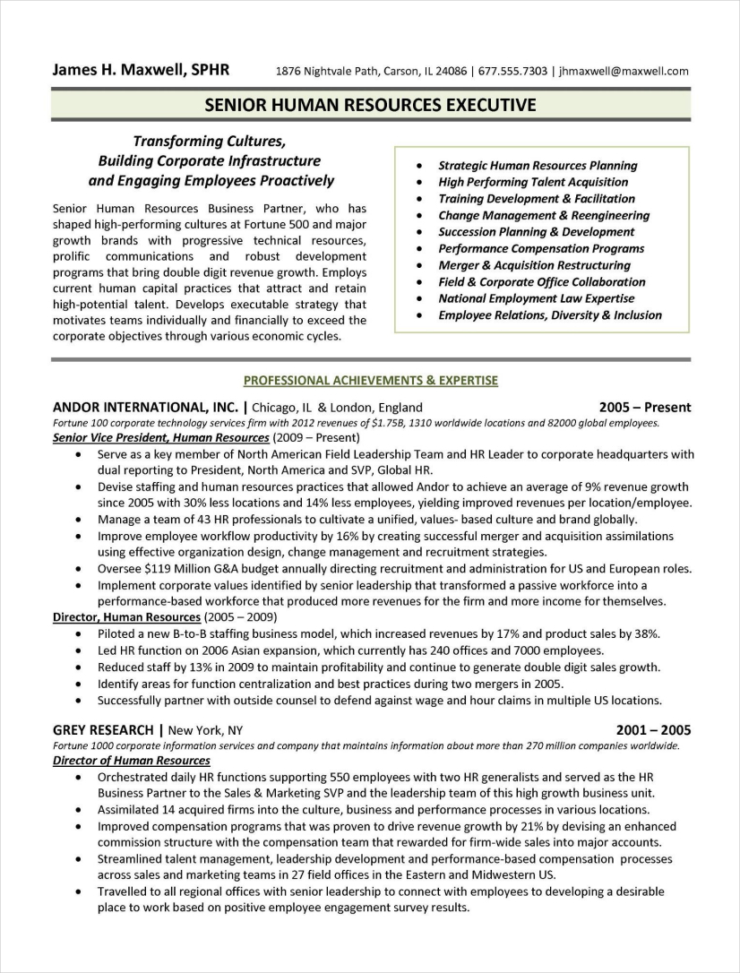 human resources executive resume sample1