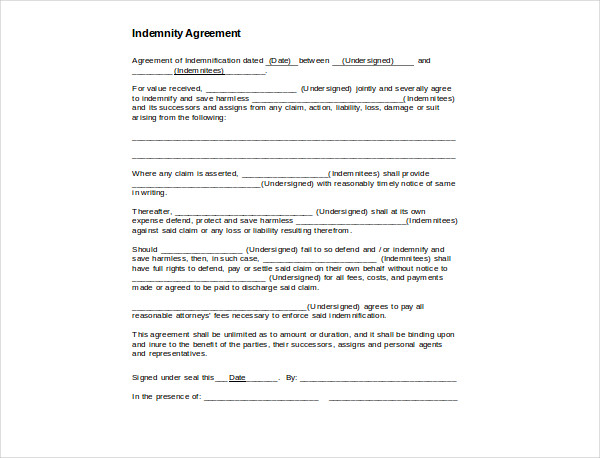indemnity agreement 