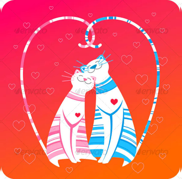 love greeting card with happy cats