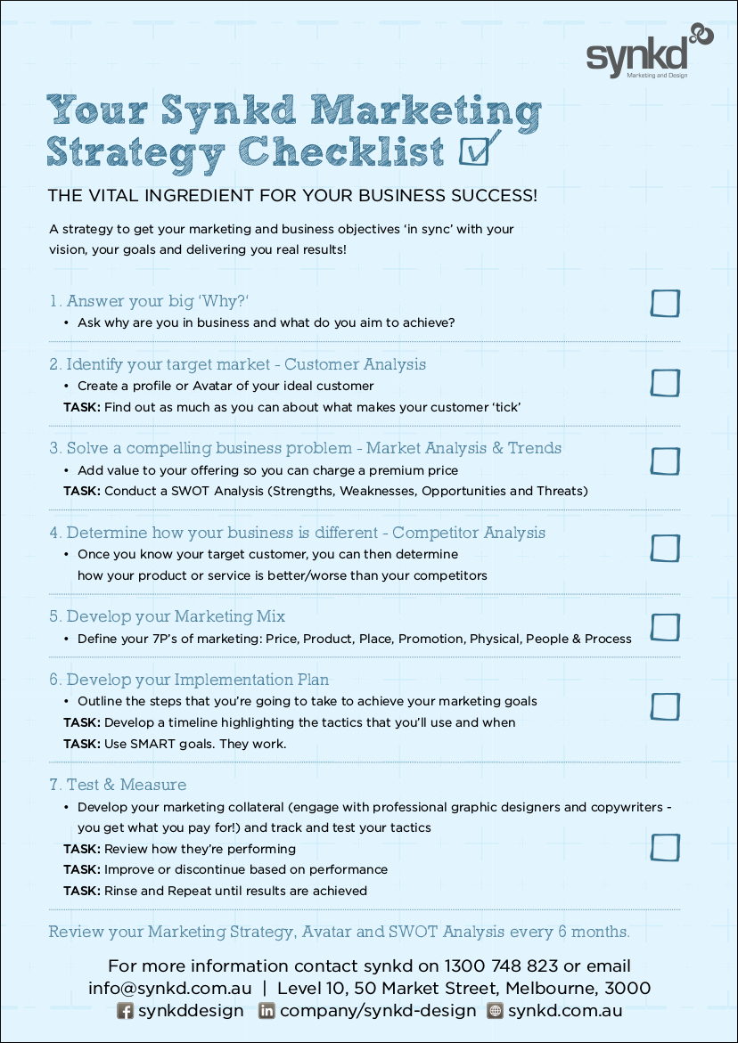 Marketing Strategy Checklist Sample in PDF