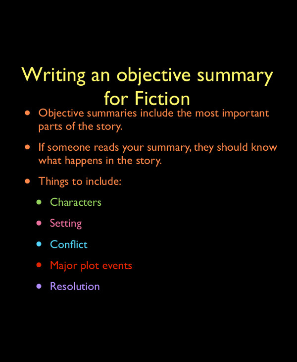 objective summary for fiction