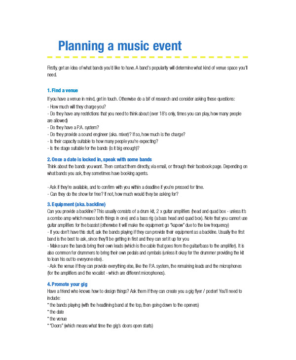 Planning a Music Event
