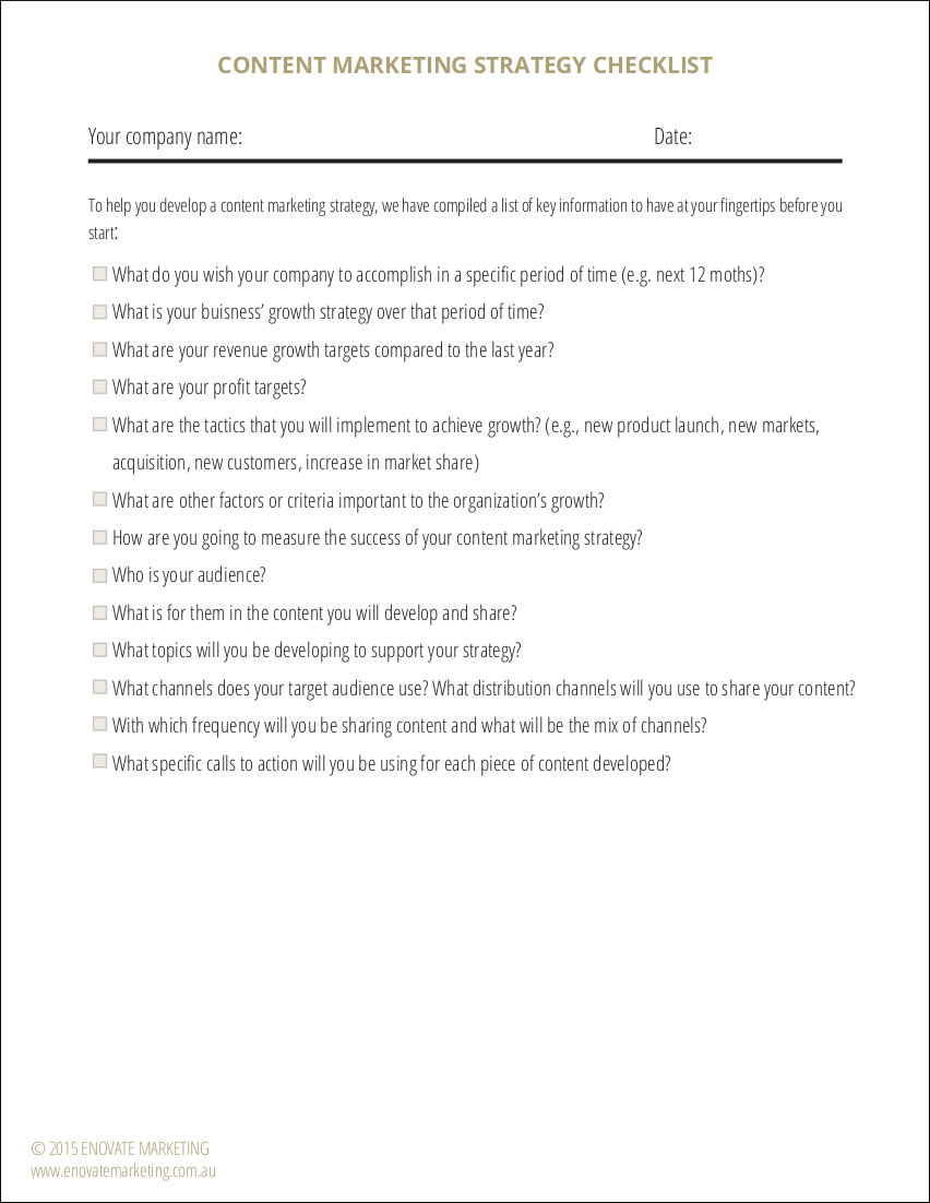 printable content marketing strategy checklist