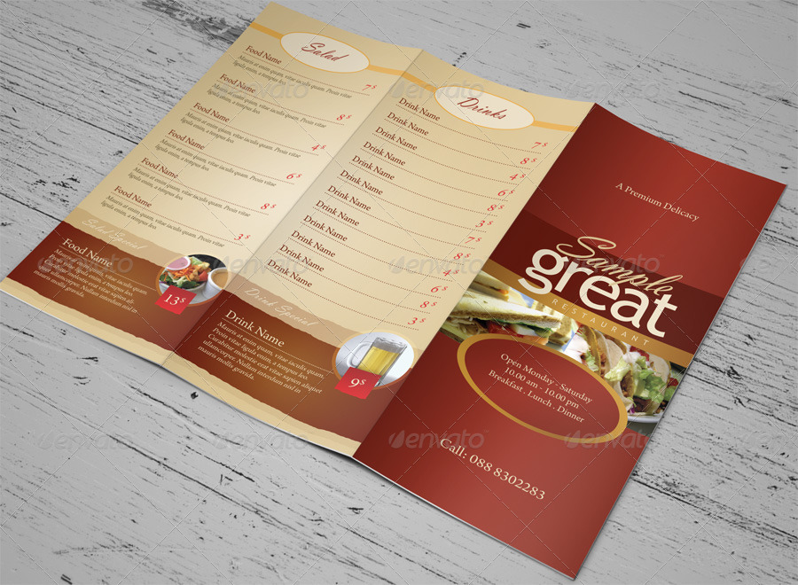 restaurant or cafe take out menu template