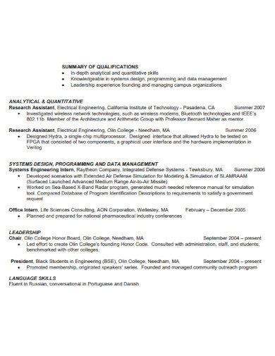 resume summary template