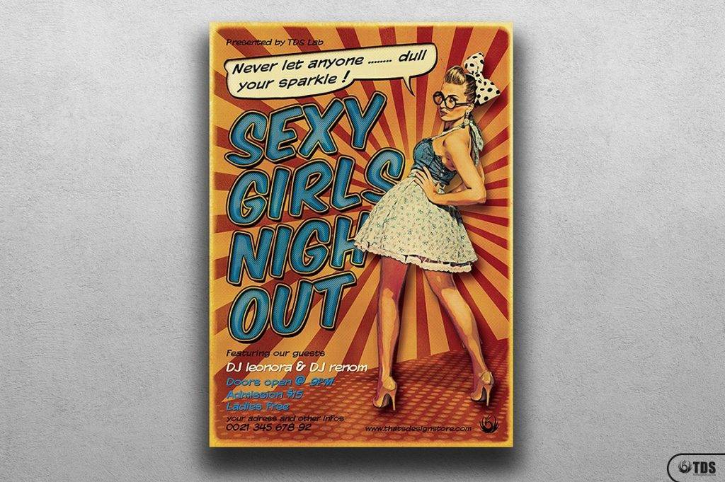 Retro Ladies' Night Flyer Template