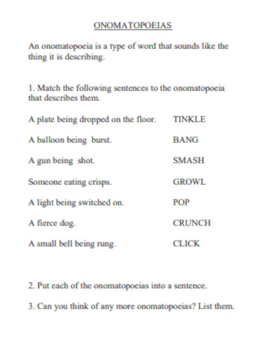 sample onomatopoeia sentence example