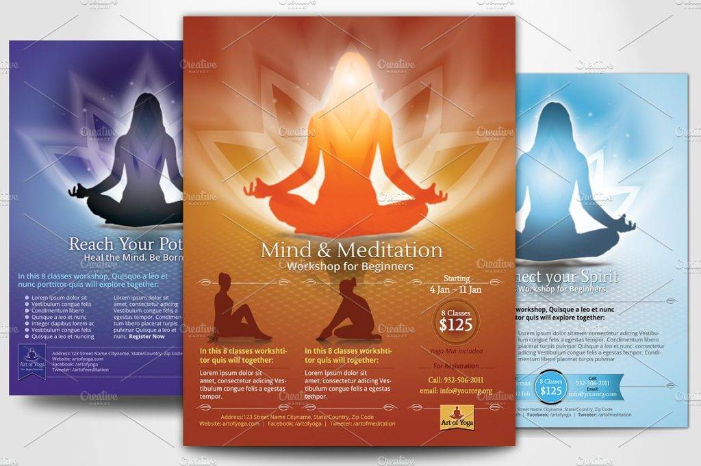 simple yoga meditation flyers
