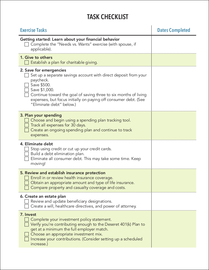 task checklist sample in pdf