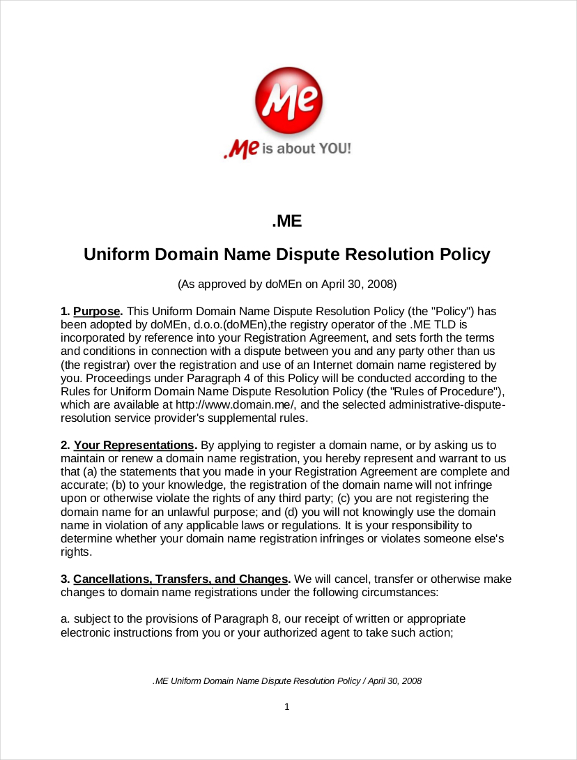 uniform domain name dispute resolution policy1