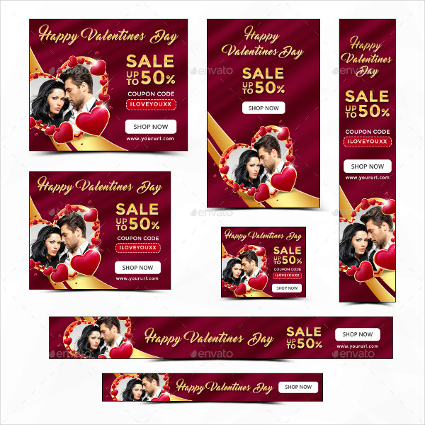 valntines day banner template psd