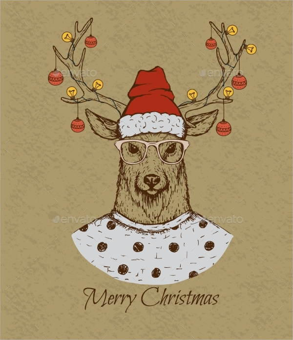 Vintage Greeting Card with Deer