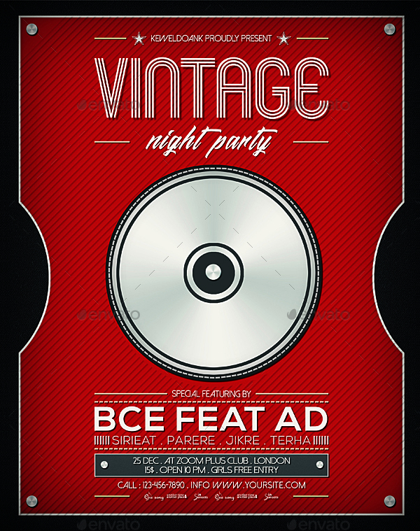 vintage night party flyer