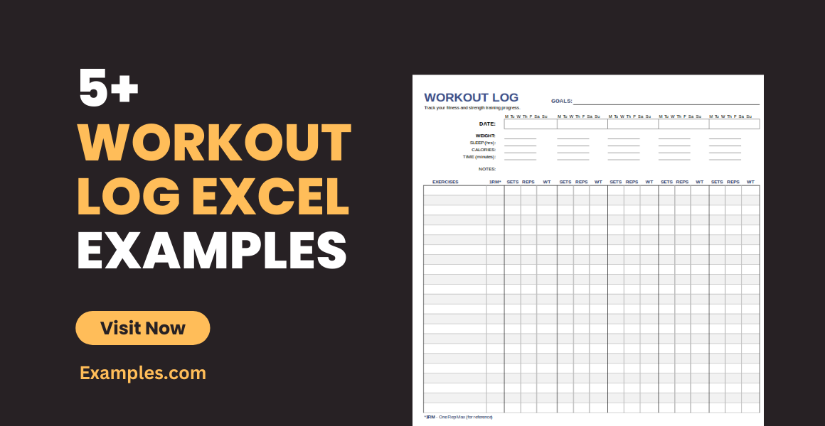 Workout Log Excel 5 Examples Format