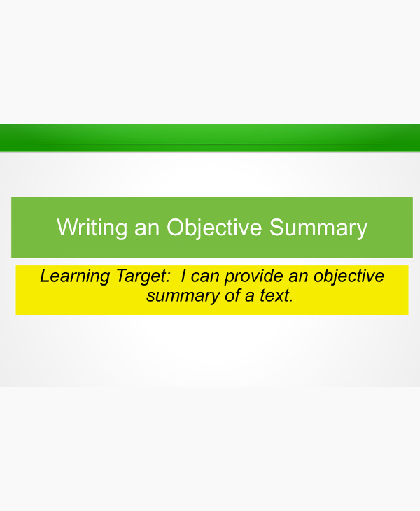 writing an objective summary